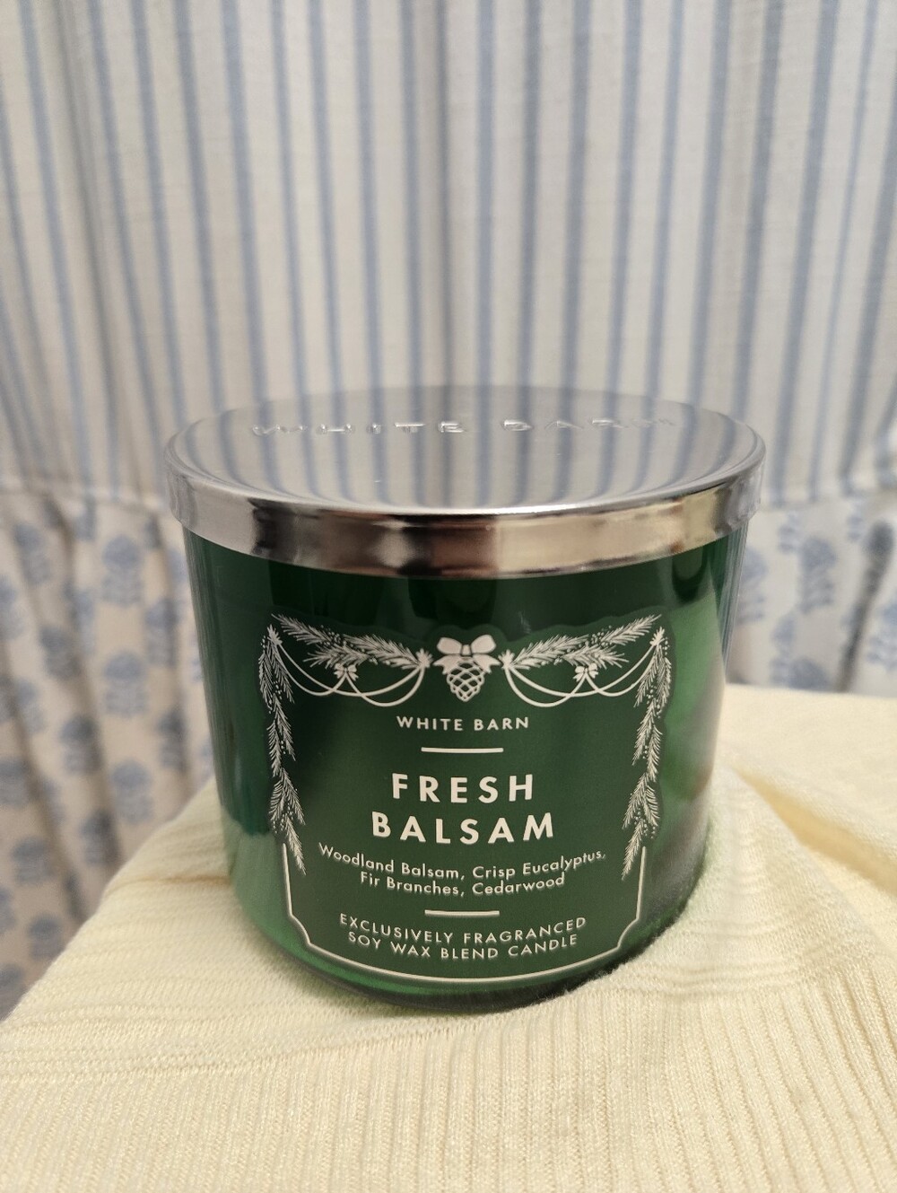 Bath & Body Works White Barn Fresh Balsam 3-Wick Scented Candle 14.5 oz NEW